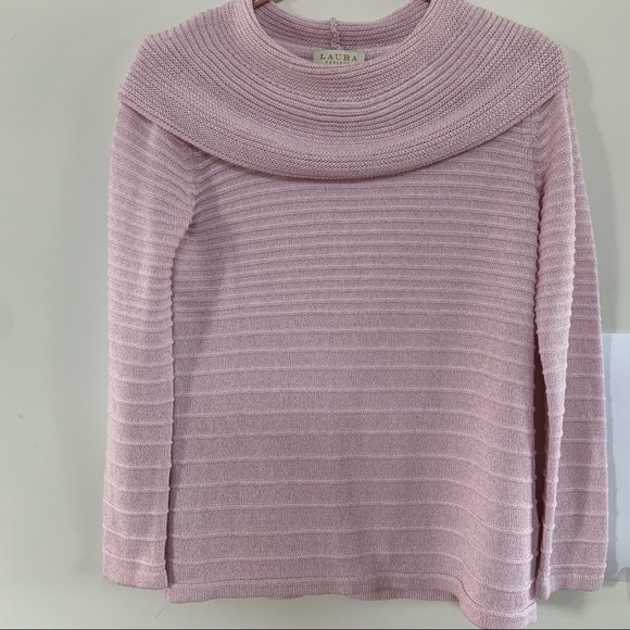 LAURA RIBBED COWL BLUSH PINK SWEATER SIZE XS - Picture 7 of 9